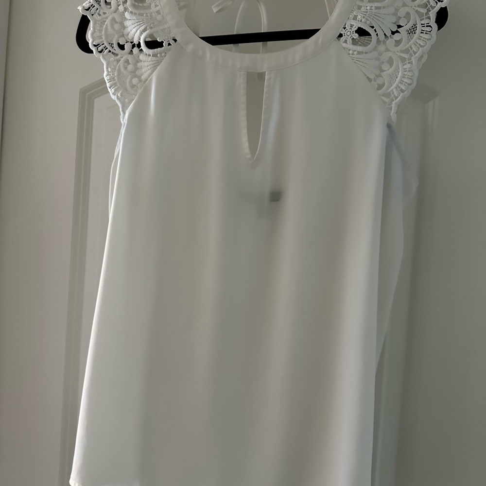 Express Elegant White Lace Sleeve Women's Top
